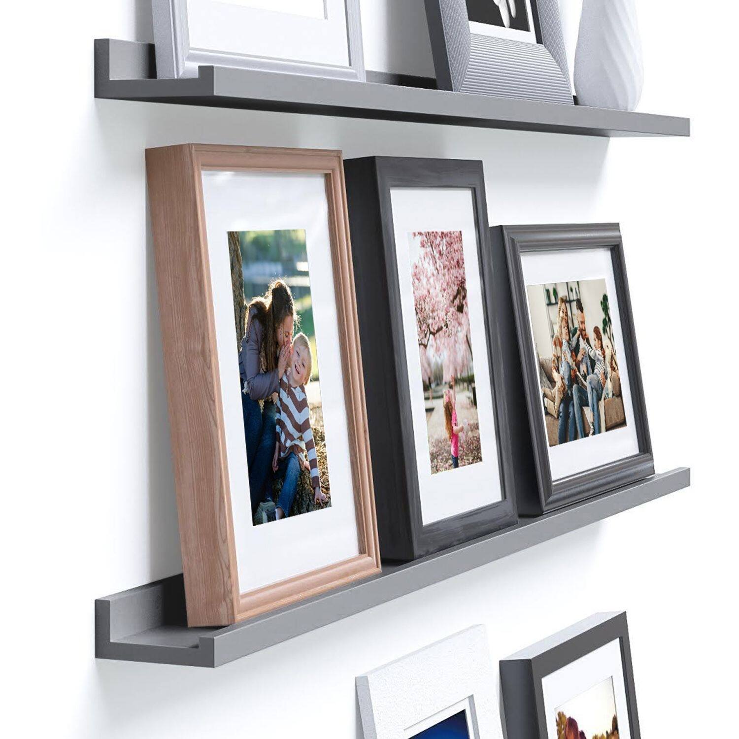 Wallniture Denver 46" Floating Shelves for Photo Display, Picture Ledge